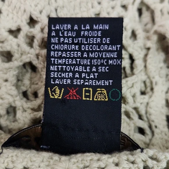 VTG Crochet Lace Ecru Beige Cream COLOUR EIGHTEEN Long Tunic Vest Mini Dress (M) - Picture 10 of 11